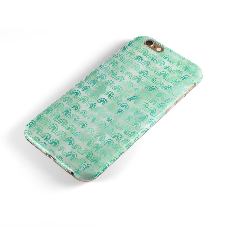 Green Watercolor Arches Pattern iPhone 6/6s or 6/6s Plus 2-Piece Hybrid INK-Fuzed Case