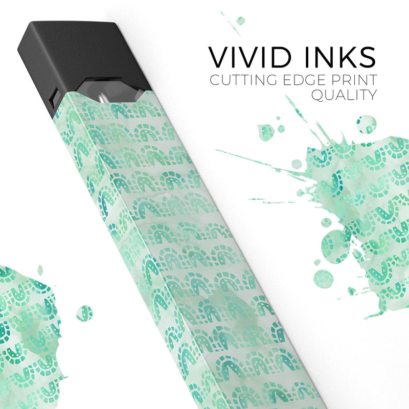 Green Watercolor Arches Pattern - Premium Decal Protective Skin-Wrap Sticker compatible with the Juul Labs vaping device