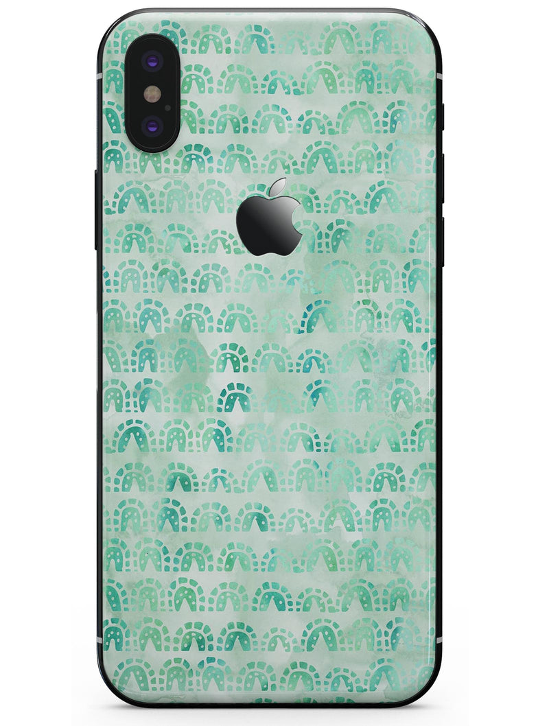 Green Watercolor Arches Pattern - iPhone X Skin-Kit