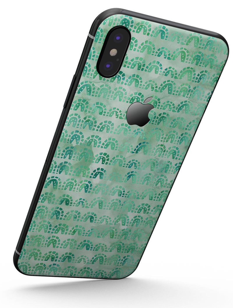 Green Watercolor Arches Pattern - iPhone X Skin-Kit