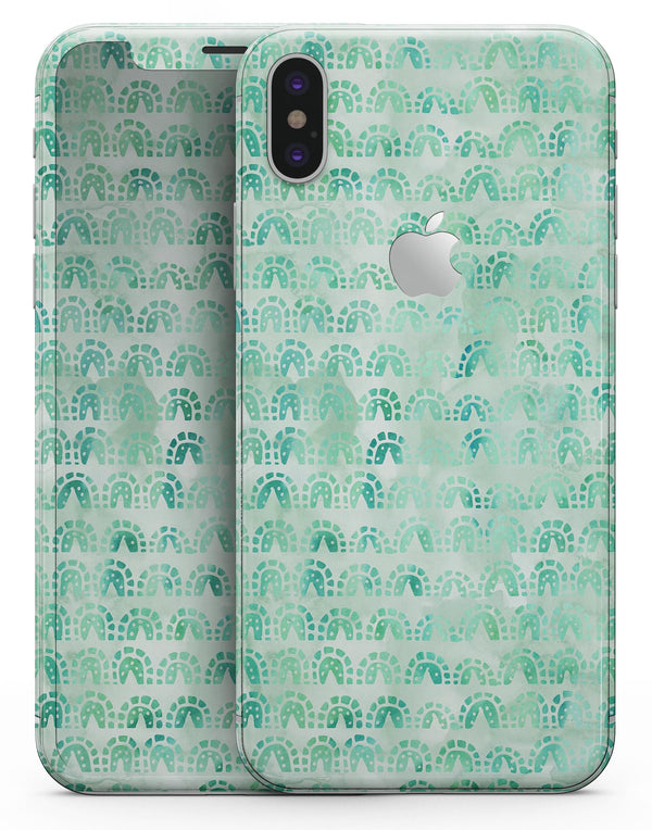 Green Watercolor Arches Pattern - iPhone X Skin-Kit