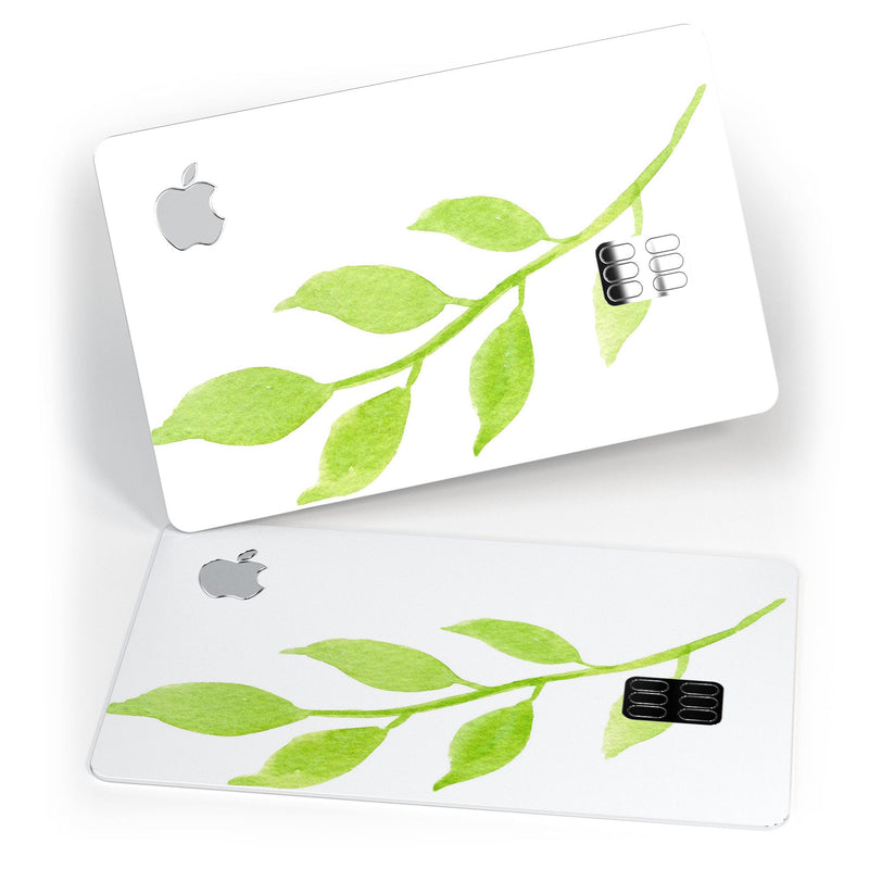 Green Watercolor Branch - Premium Protective Decal Skin-Kit for the Apple Credit Card