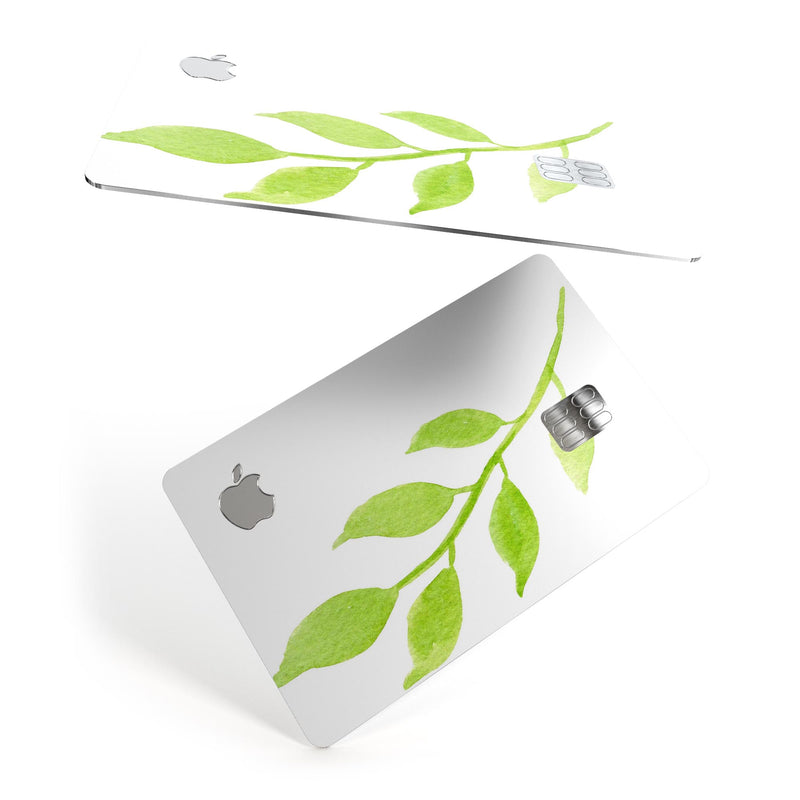 Green Watercolor Branch - Premium Protective Decal Skin-Kit for the Apple Credit Card