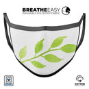 Green Watercolor Branch - Made in USA Mouth Cover Unisex Anti-Dust Cotton Blend Reusable & Washable Face Mask with Adjustable Sizing for Adult or Child