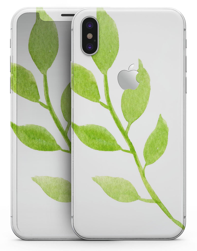 Green Watercolor Branch - iPhone X Skin-Kit