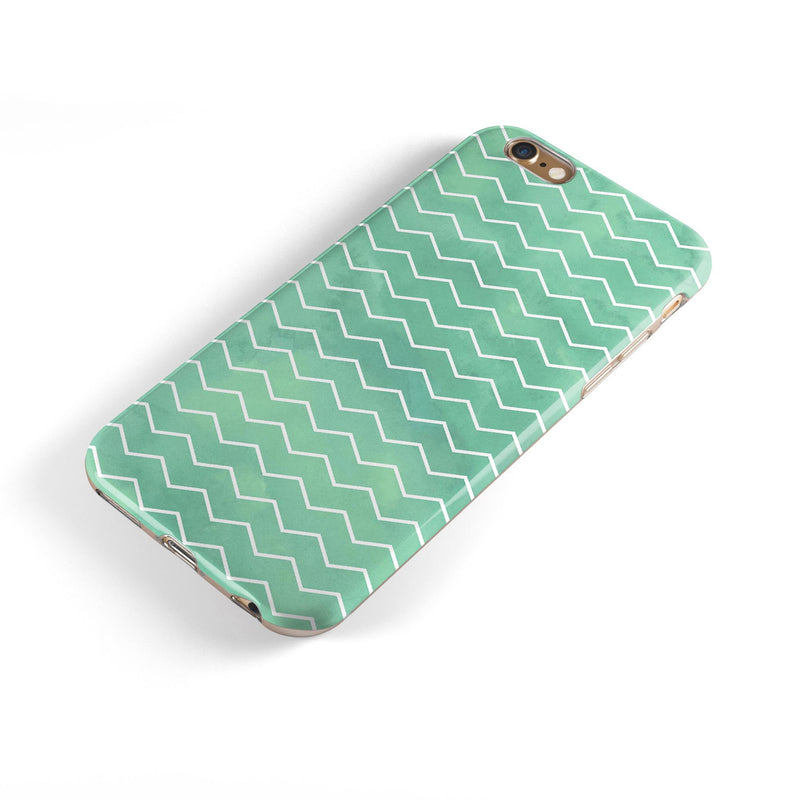 Green Watercolor Chevron iPhone 6/6s or 6/6s Plus 2-Piece Hybrid INK-Fuzed Case