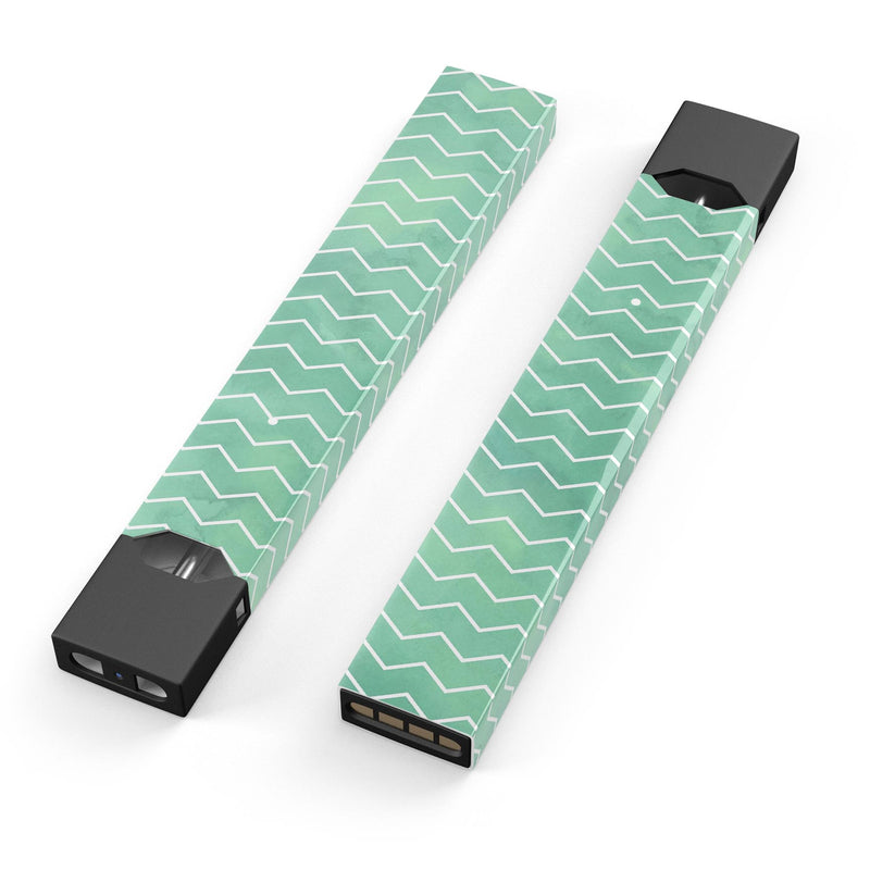 Green Watercolor Chevron - Premium Decal Protective Skin-Wrap Sticker compatible with the Juul Labs vaping device