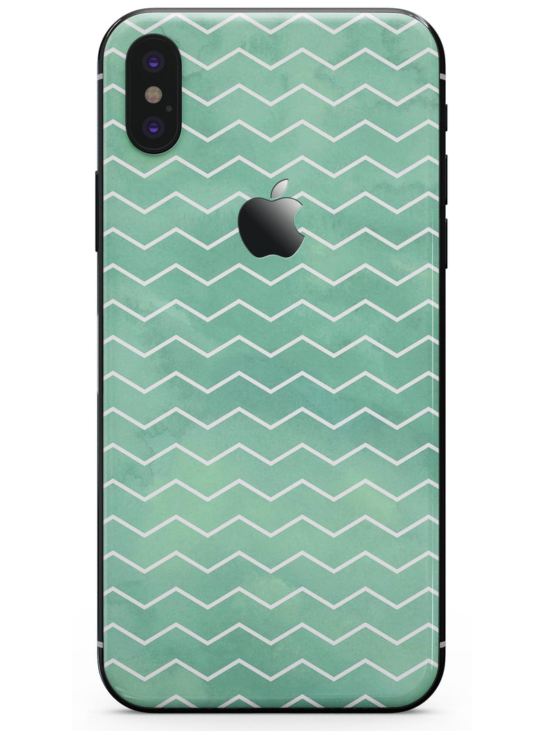 Green Watercolor Chevron - iPhone X Skin-Kit