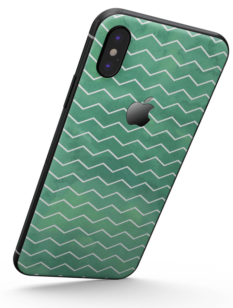 Green Watercolor Chevron - iPhone X Skin-Kit