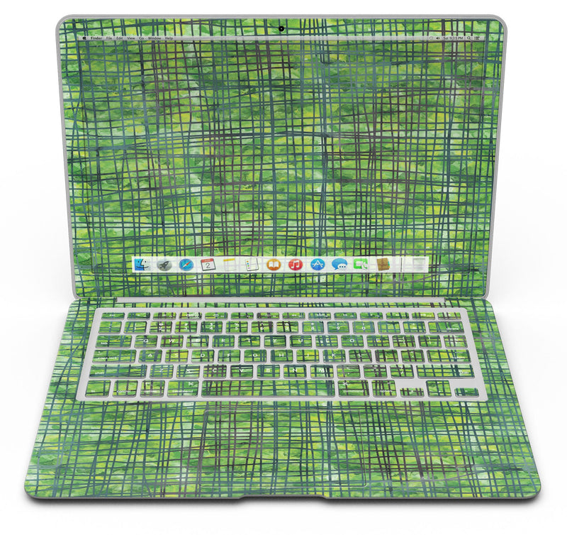 Green Watercolor Cross Hatch - MacBook Air Skin Kit