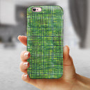 Green Watercolor Cross Hatch iPhone 6/6s or 6/6s Plus 2-Piece Hybrid INK-Fuzed Case