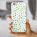 Green Watercolor Dots over White iPhone 6/6s or 6/6s Plus 2-Piece Hybrid INK-Fuzed Case