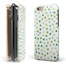 Green Watercolor Dots over White iPhone 6/6s or 6/6s Plus 2-Piece Hybrid INK-Fuzed Case