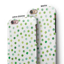 Green Watercolor Dots over White iPhone 6/6s or 6/6s Plus 2-Piece Hybrid INK-Fuzed Case