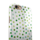Green Watercolor Dots over White iPhone 6/6s or 6/6s Plus 2-Piece Hybrid INK-Fuzed Case