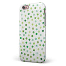 Green Watercolor Dots over White iPhone 6/6s or 6/6s Plus 2-Piece Hybrid INK-Fuzed Case