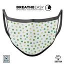 Green Watercolor Dots over White - Made in USA Mouth Cover Unisex Anti-Dust Cotton Blend Reusable & Washable Face Mask with Adjustable Sizing for Adult or Child