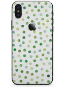 Green Watercolor Dots over White - iPhone X Skin-Kit