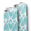 Green Watercolor Hearts Pattern iPhone 6/6s or 6/6s Plus 2-Piece Hybrid INK-Fuzed Case