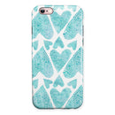 Green Watercolor Hearts Pattern iPhone 6/6s or 6/6s Plus 2-Piece Hybrid INK-Fuzed Case