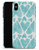 Green Watercolor Hearts Pattern - iPhone X Clipit Case