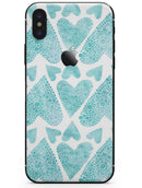 Green Watercolor Hearts Pattern - iPhone X Skin-Kit