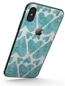 Green Watercolor Hearts Pattern - iPhone X Skin-Kit