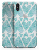Green Watercolor Hearts Pattern - iPhone X Skin-Kit