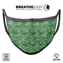 Green Watercolor Helix Pattern - Made in USA Mouth Cover Unisex Anti-Dust Cotton Blend Reusable & Washable Face Mask with Adjustable Sizing for Adult or Child