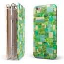 Green Watercolor Patchwork iPhone 6/6s or 6/6s Plus 2-Piece Hybrid INK-Fuzed Case