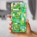 Green Watercolor Patchwork iPhone 6/6s or 6/6s Plus 2-Piece Hybrid INK-Fuzed Case