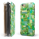 Green Watercolor Patchwork iPhone 6/6s or 6/6s Plus 2-Piece Hybrid INK-Fuzed Case