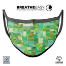 Green Watercolor Patchwork - Made in USA Mouth Cover Unisex Anti-Dust Cotton Blend Reusable & Washable Face Mask with Adjustable Sizing for Adult or Child