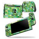 Green Watercolor Patchwork - Vinyl Skin Wrap for Nintendo Switch 2, OLED, Lite, Pro Controller, Wii & Classic Handhelds
