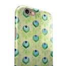 Green Watercolor Peacock Feathers iPhone 6/6s or 6/6s Plus 2-Piece Hybrid INK-Fuzed Case
