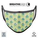 Green Watercolor Peacock Feathers - Made in USA Mouth Cover Unisex Anti-Dust Cotton Blend Reusable & Washable Face Mask with Adjustable Sizing for Adult or Child