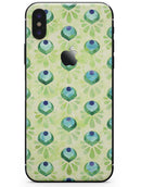Green Watercolor Peacock Feathers - iPhone X Skin-Kit