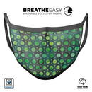 Green Watercolor Ring Pattern - Made in USA Mouth Cover Unisex Anti-Dust Cotton Blend Reusable & Washable Face Mask with Adjustable Sizing for Adult or Child