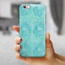 Green Watercolor Swirls and Diagonal Stripes Pattern iPhone 6/6s or 6/6s Plus 2-Piece Hybrid INK-Fuzed Case