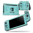 Green Watercolor Swirls and Diagonal Stripes Pattern - Vinyl Skin Wrap for Nintendo Switch 2, OLED, Lite, Pro Controller, Wii & Classic Handhelds