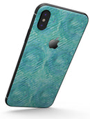 Green Watercolor Swirls and Diagonal Stripes Pattern - iPhone X Skin-Kit