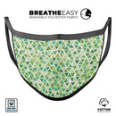 Green Watercolor Triangle Pattern - Made in USA Mouth Cover Unisex Anti-Dust Cotton Blend Reusable & Washable Face Mask with Adjustable Sizing for Adult or Child