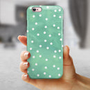 Green Watercolor and Whtie Polka Dots iPhone 6/6s or 6/6s Plus 2-Piece Hybrid INK-Fuzed Case