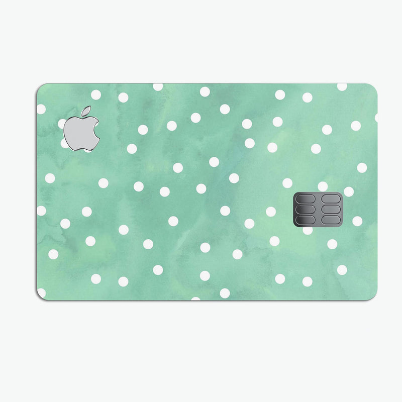 Green Watercolor and Whtie Polka Dots - Premium Protective Decal Skin-Kit for the Apple Credit Card