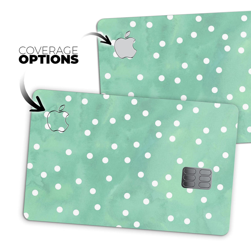 Green Watercolor and Whtie Polka Dots - Premium Protective Decal Skin-Kit for the Apple Credit Card