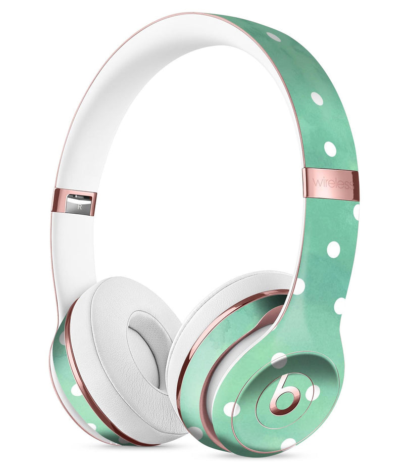 Green Watercolor and Whtie Polka Dots Full-Body Skin Kit for the Beats by Dre Solo 3 Wireless Headphones