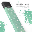Green Watercolor and Whtie Polka Dots - Premium Decal Protective Skin-Wrap Sticker compatible with the Juul Labs vaping device