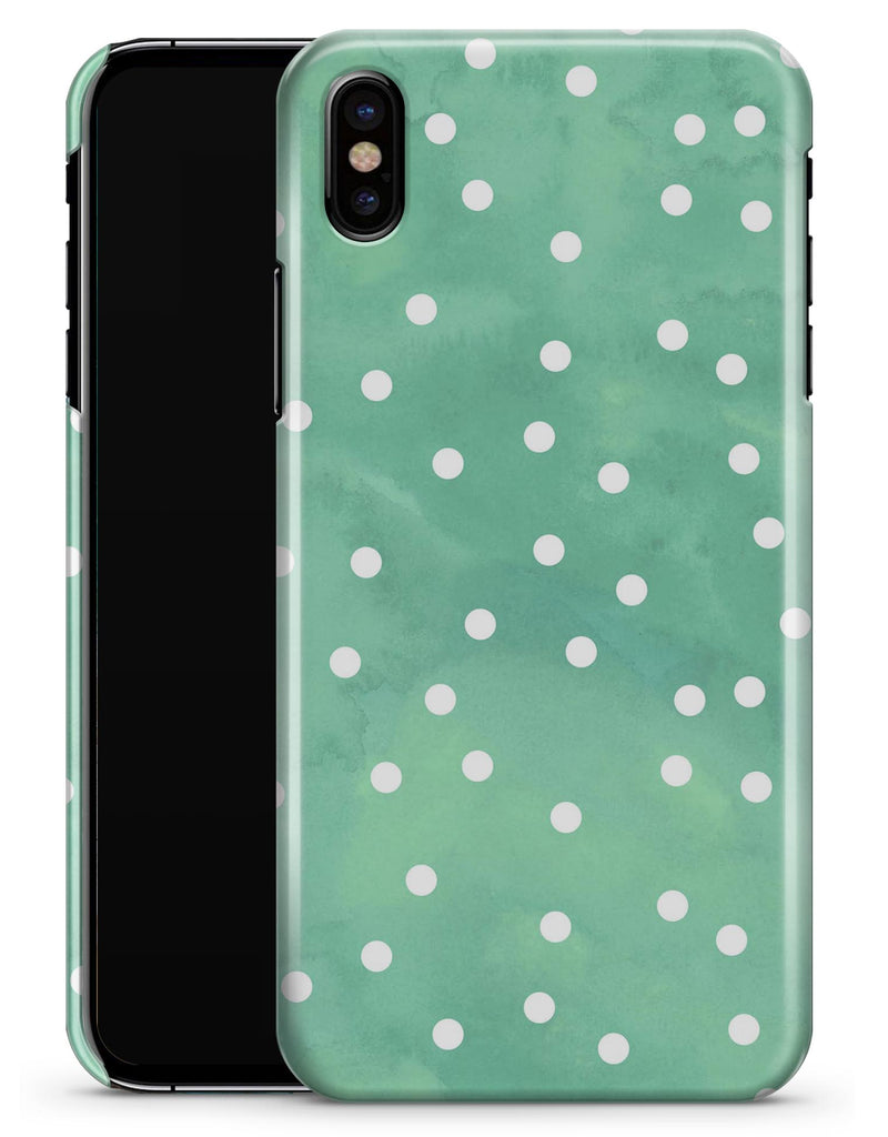 Green Watercolor and Whtie Polka Dots - iPhone X Clipit Case
