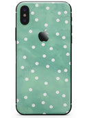 Green Watercolor and Whtie Polka Dots - iPhone X Skin-Kit