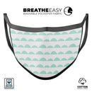 Green Waves with White Micro Dots - Made in USA Mouth Cover Unisex Anti-Dust Cotton Blend Reusable & Washable Face Mask with Adjustable Sizing for Adult or Child